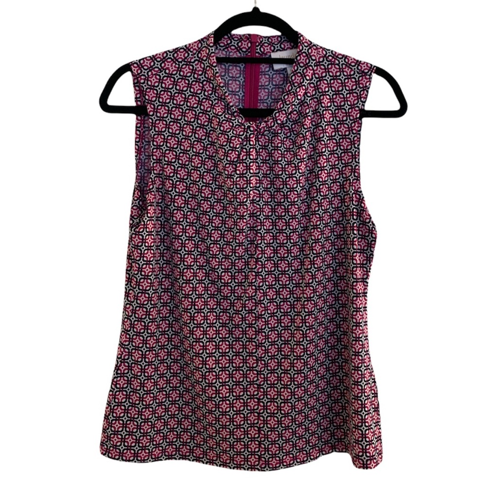 Laundry by Shelli Segal Sleeveless Geometric Blouse - Black Pink & White S